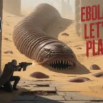 a man shooting a large worm