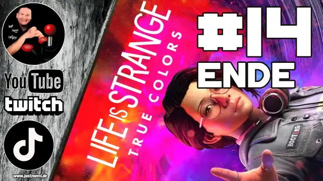 "Emotionales Abschlussbild aus 'Life is Strange: True Colors', zeigt Hauptfigur Alex Chen in einer entscheidenden Szene am Ende des Spiels, umgeben von lebendigen, atmosphärischen Farben und Ausdrücken tiefer emotionaler Erlebnisse. Die Szene fängt die Essenz des Spiels ein, welche durch starke narrative Elemente und charaktergetriebene Entscheidungen geprägt ist."